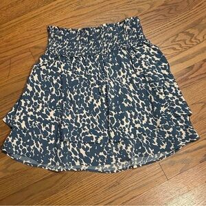 Rails Blue and Cream Smocked Waist Tiered Skirt